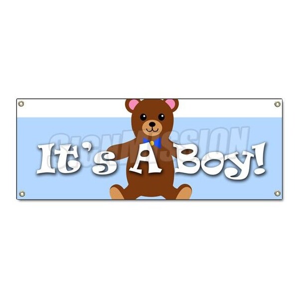 Signmission ITS A BOY! BANNER SIGN birth pregnant hospital welcome home B-Its A Boy - main